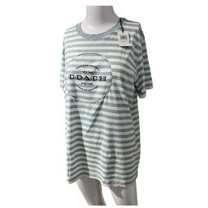 Coach Blue and white striped T-shirt Medium